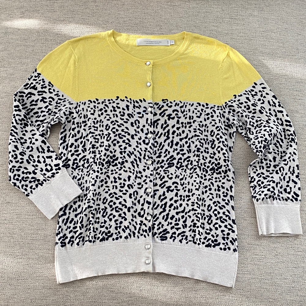 Simon’s Yellow and Leopard Print Cardigan